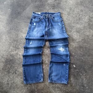 Stetson Western Jeans 28x34 Blue Pants Distressed Dark Faded Retro 1520